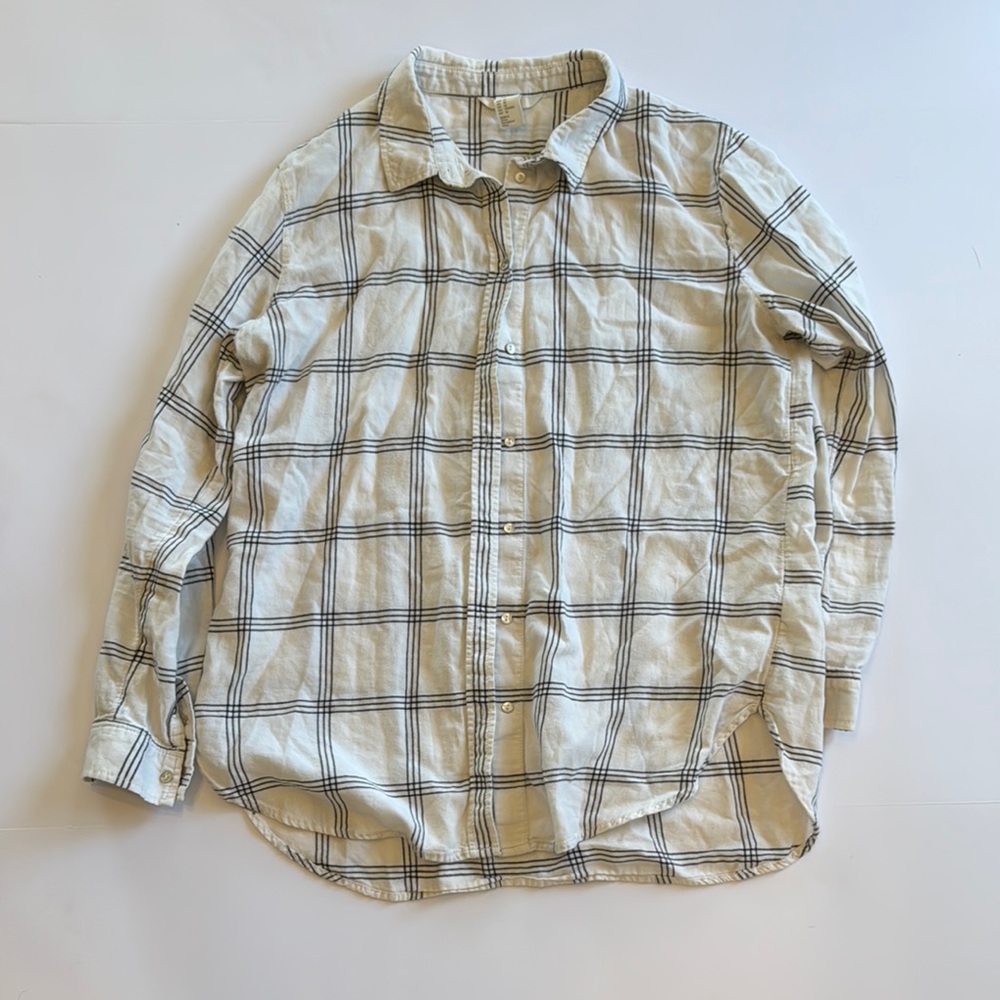 White and Black Button Down Shirt